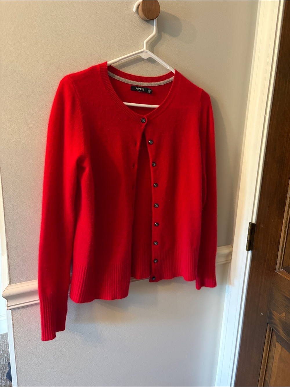 Red Button-Front cashmere Cardigan